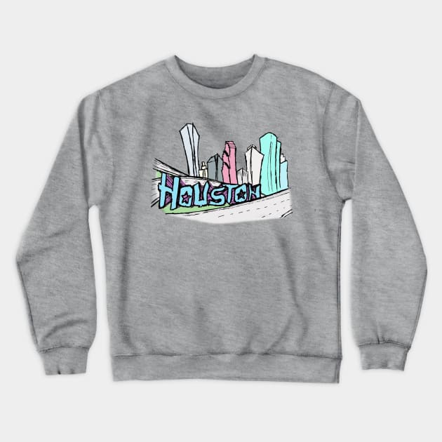 Houston Skyline Tee Crewneck Sweatshirt by wesgentry